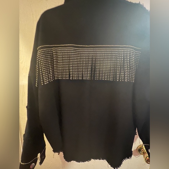 Unisex black denim fringe jacket - Picture 3 of 3